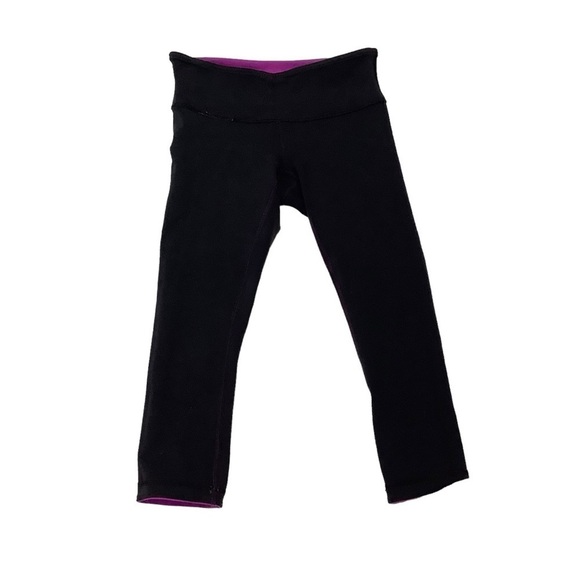 Lululemon Wunder Under Crop III Sz 6 (Reversible) Black / Ultra Violet - Picture 10 of 13